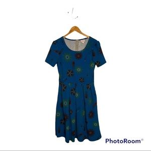 Blue Floral Zippered Back LuLaRoe Dress